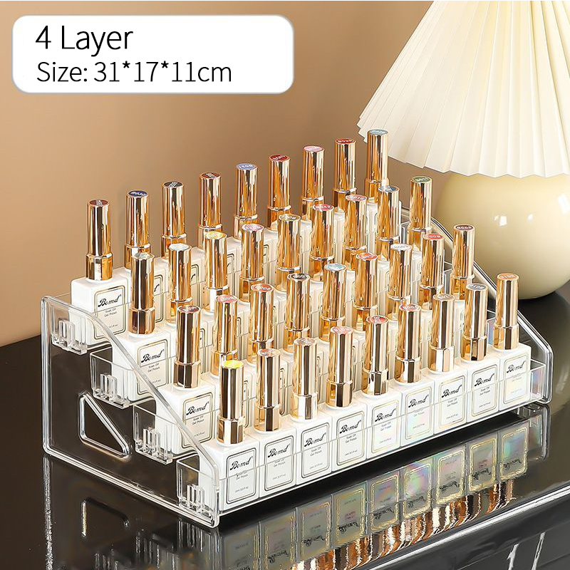 3/4/5/6/7 Lagen Acryl Nagellak Display Organizer Uv Gel Plank Snel Te Installeren Cosmetische Rek Sieraden Stand Manicure Opslag: Light Grey