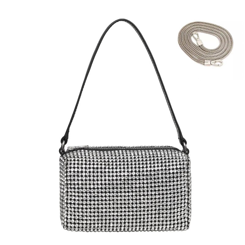 Sac Diamant Hobo Tas Vrouwen Handtas Clutch Vintage Shoudler Handtas Hobos Diamond Messenger Handtas Lady Shiny Hobo