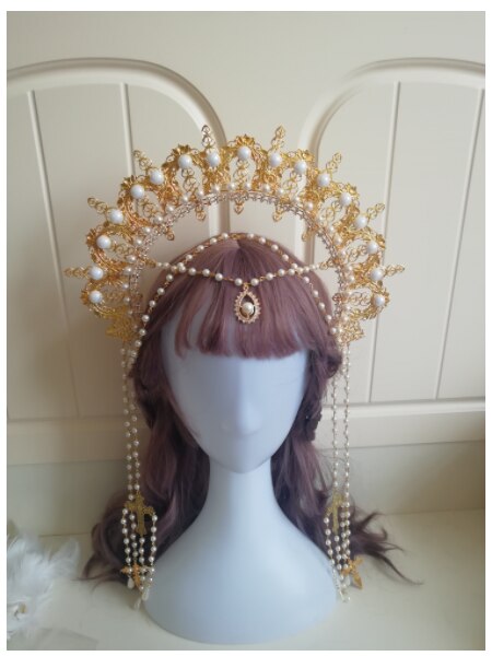 Magnifique perle chaîne fleur mariage déesse prendre des accessoires de Photo Baroque diadème Cosplay reine Notre Dame Halo cheveux couronne bandeau Gor
