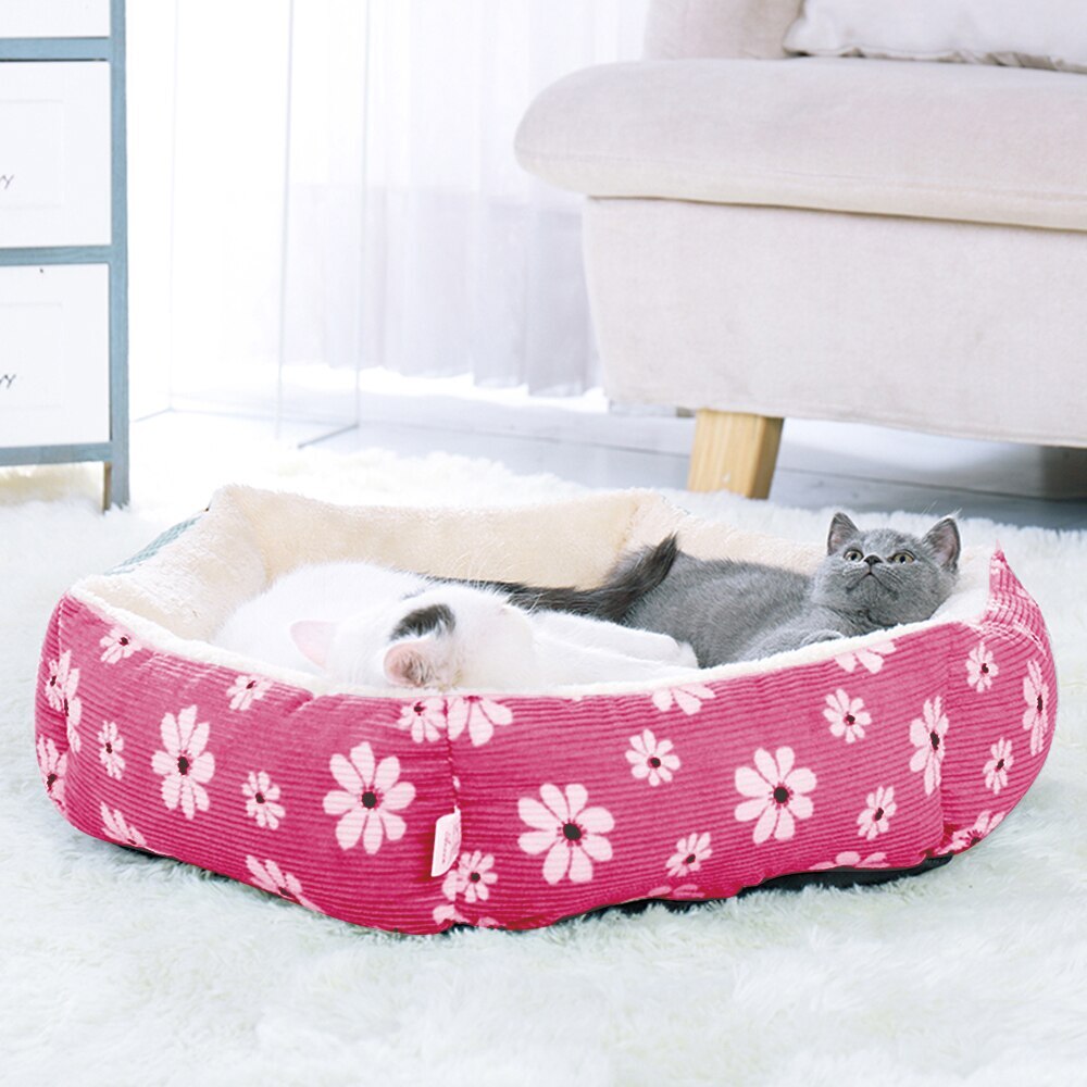 Hexagon Cat Bed Dog Pet Beds For Medium Small Pillow Dog Bed Warming Kennel Washable Pet Floppy House: pink / 45 x12cm