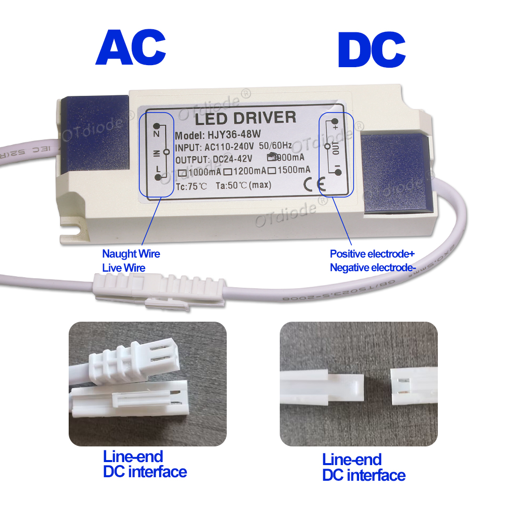 110v 220v 36w 40w 45w 48w led-driver  dc24-42v 900ma 1000ma 1200ma 1500ma flimmerfri strømforsyning ekstern lystransformer