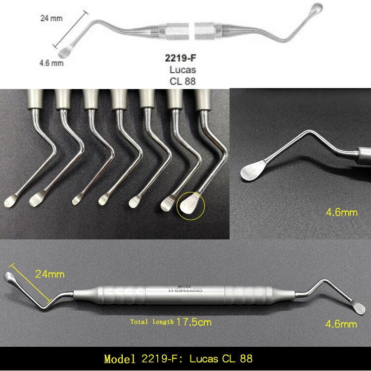 Curette dentaire de , curette dentaire, cuillère, nettoyage parodontal, fragments d&#39;os pour clinique dentaire: F