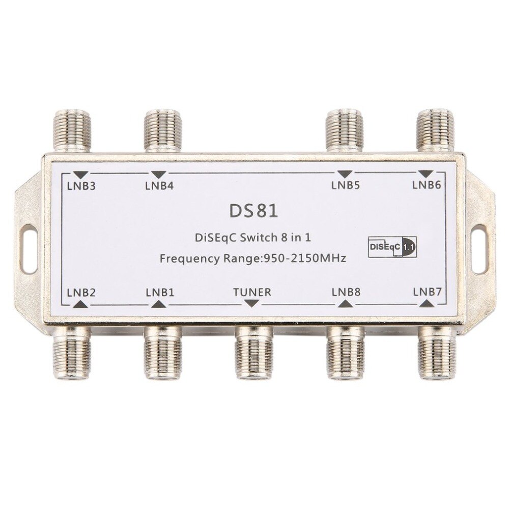 DS81 8 in 1 Satellietsignaal DiSEqC Switch LNB Ontvanger Multischakelaar Zware Zink gegoten Chrome Behandeld