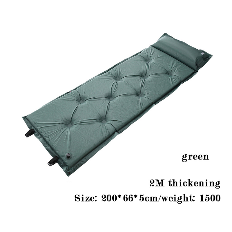 outdoor thick 5cm automatic inflatable cushion pad outdoor tent camping mats Beach Single double can be spliced inflatable bed: B009-green5