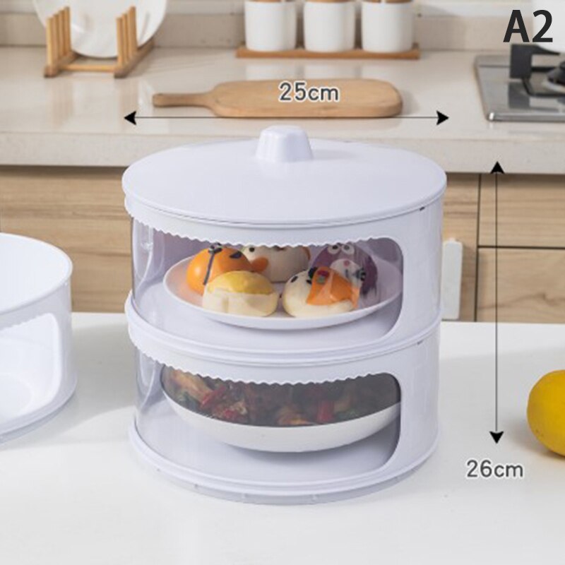 Multi-layer Food Cover Stackable Food Insulation Cover Anti-flies Household Dining Table Leftovers Storage Dust Proof Cover: Two Layers