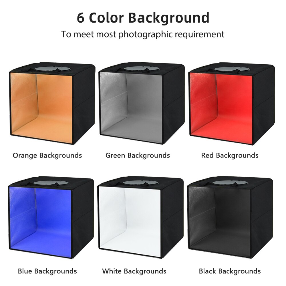 SAMTIAN Light Box Foldable Softbox 30*30 cm LED Photo box Dimmable With 6 Colors Backdrop Photography Studio Shooting Tent Box