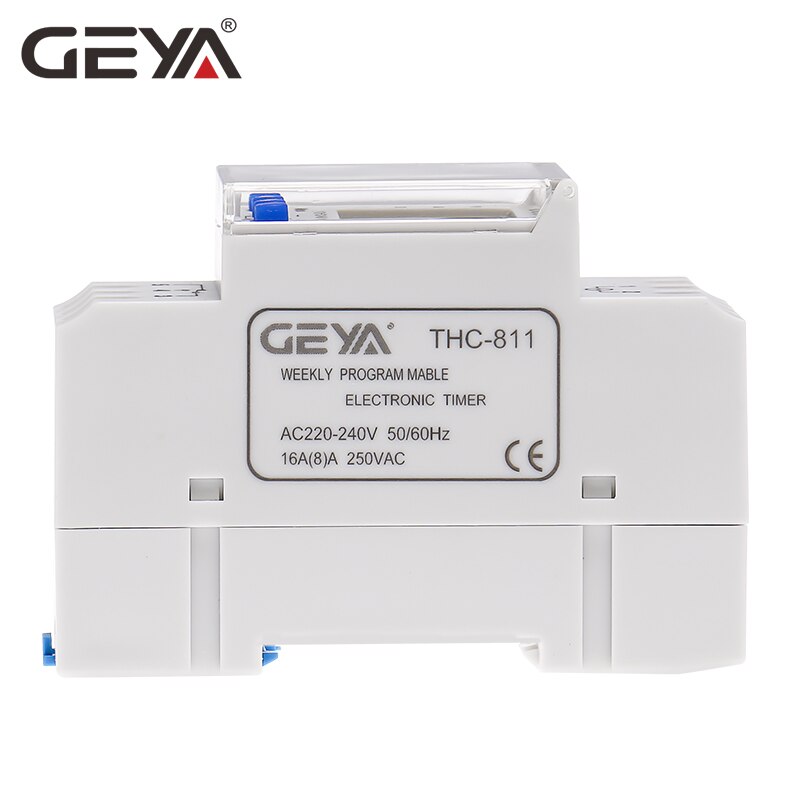 GEYA-Temporizador Digital con batería de litio 16A 220V, con 24 horas Temporizador Semanal, carril Din, THC-811, 6 idiomas