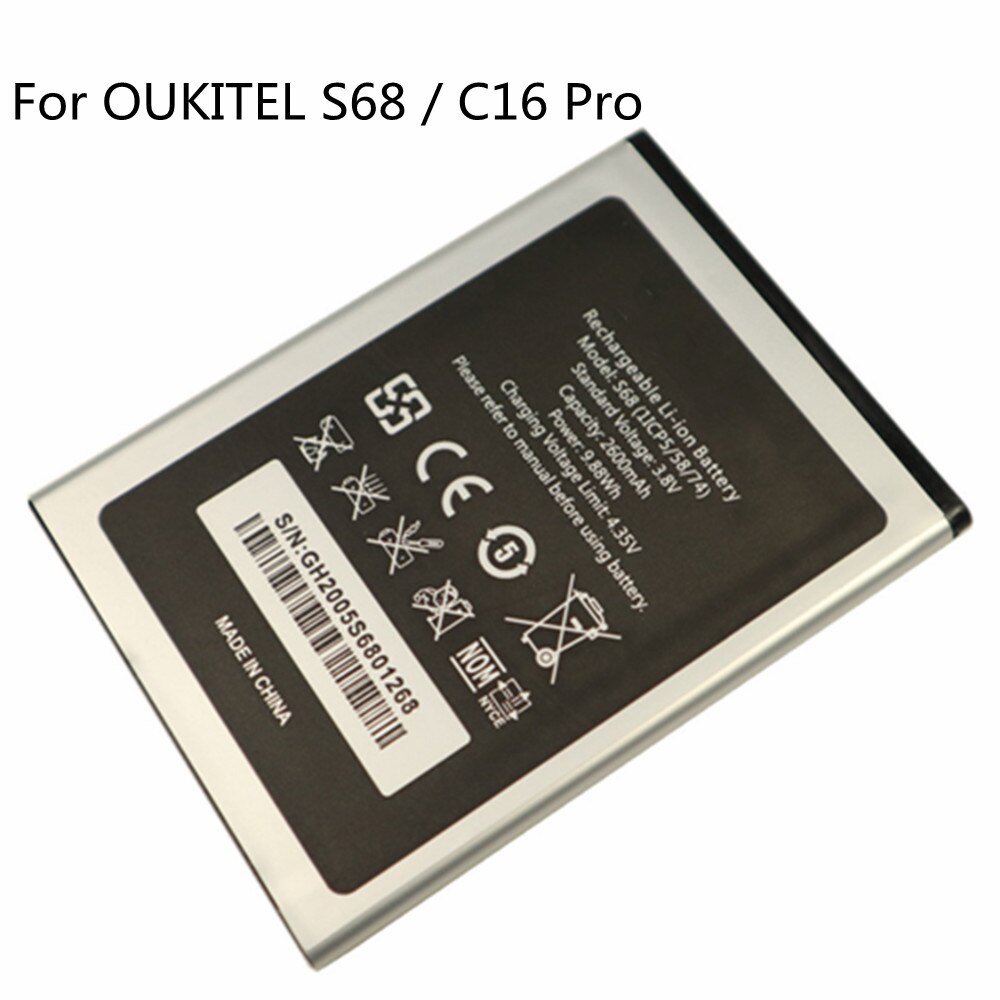 High Original 2600mAh Battery For OUKITEL S68 / C16 Pro C16Pro Phone Bateria Batteries