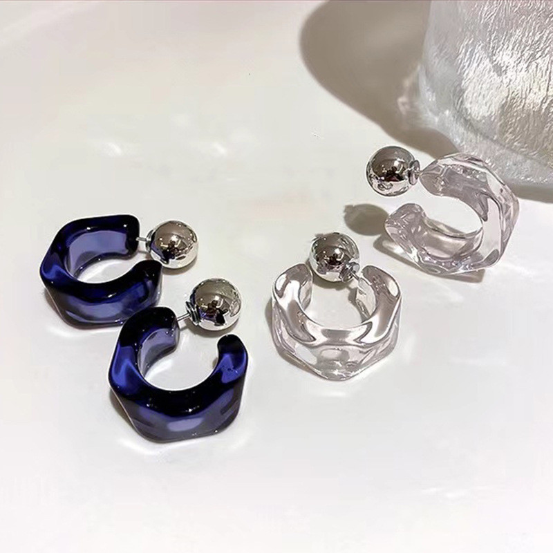 Pendientes de aro geométricos de acrílico transparente para mujer y niña, aretes colgantes en forma de C, de joyería de viaje para , tendencia coreana,