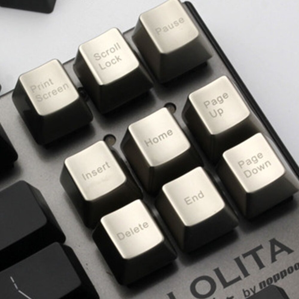 OEM Profil Silver Color Mechanical Keyboard 37 Key Metal Key Caps For Cherry MX Switch Keyboard Zinc Alloy Keycaps: Silver9