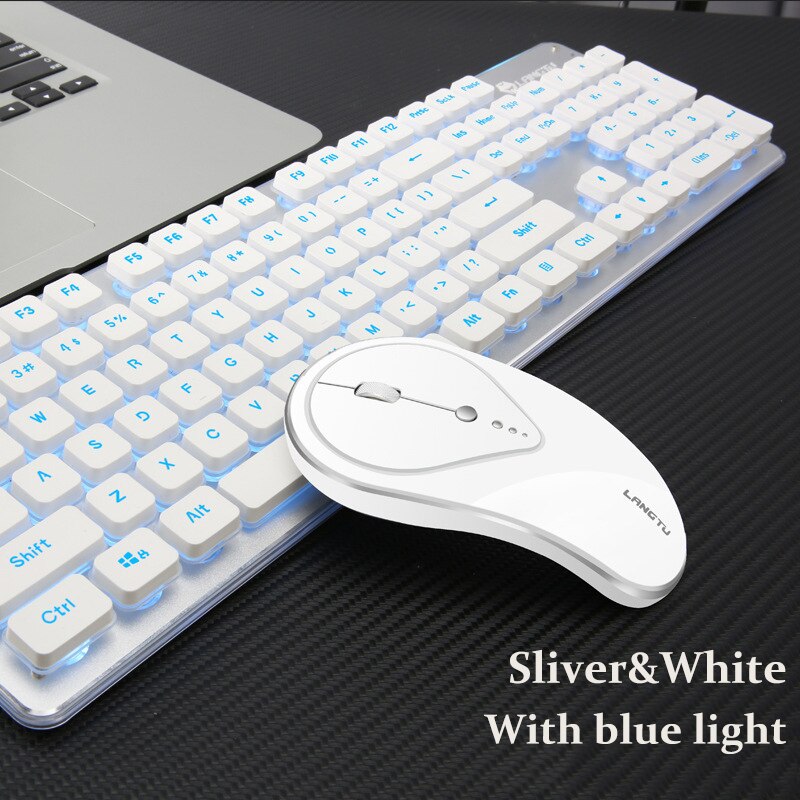 2.4G Wireless Gaming keyboard and mouse set Silent Button Rechargeable wireless keyboard and mouse gaming set wireless keyboard: s with blue light