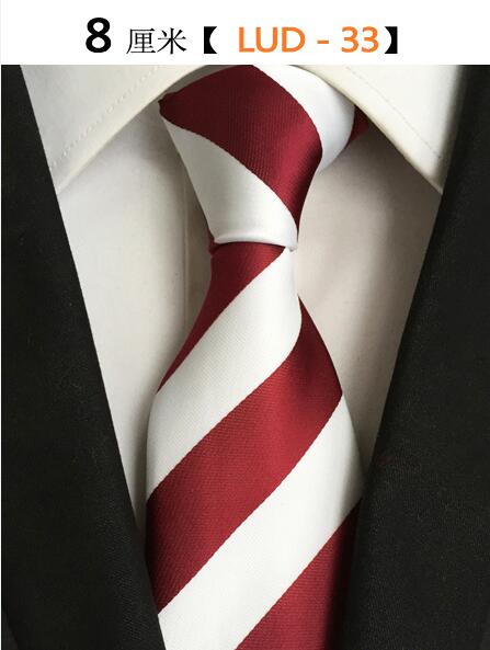 Ricnais – cravate en soie tissée Jacquard pour hommes, 8cm, rayée, costume d'affaires pour fête de mariage, tendance, 100%: 33