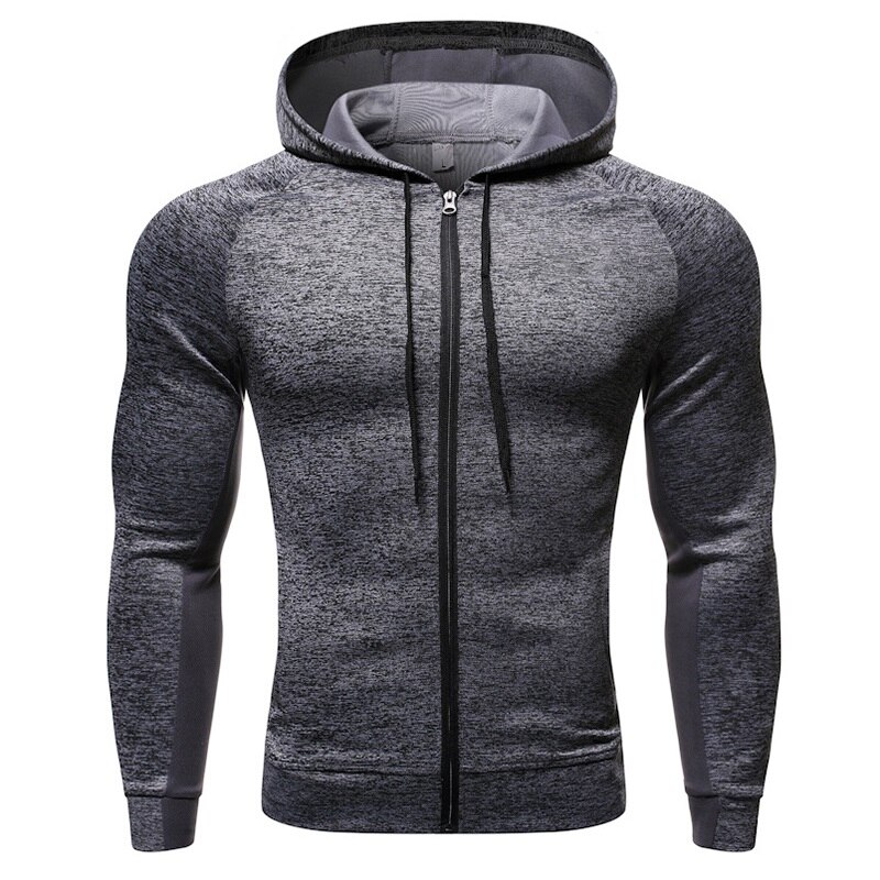 Hooded Fitness Sport Jas Heren Sneldrogende Running Jas Rits Hoodie Sweatshirt Sportkleding Fitness Hoodie Trainingspak: Light Gray(no logo) / Asian XL