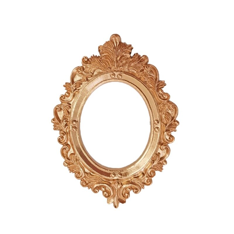 Retro Gouden Hars Mini Fotolijst Ornamenten Vintage Kleine Sieraden Positionering Frame Sieraden Display Props Woondecoratie