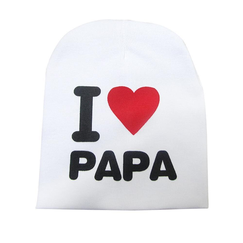 Brief Druck Baby Hut ICH Liebe MAMA PAPA Baby Junge Mädchen Kappe Nette Gestrickte Baumwolle Warme Kinder Beanie Hut Frühling herbst