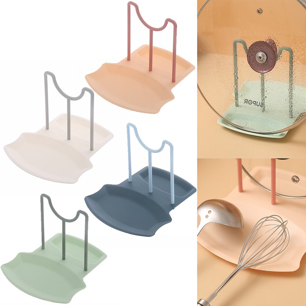 2/12 stk plastik grydelåg stativ klip komfur gryde låg ramme stativ til opbevaring af grydelåg fade opbevaring organizer holder
