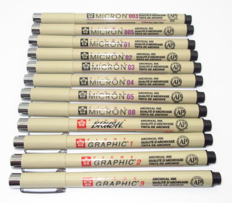 SAKURA-rotuladores PIGMA Micron, pincel para dibujo gráfico, tinta de archivo impermeable, a prueba de decoloración, japón: All Models