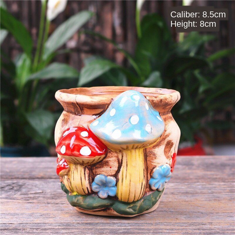 Paddestoel Steengoed Succulent Bloempot Woondecoratie Decoratie Creatieve Handgemaakte Gat Craft Succulent Bloempot