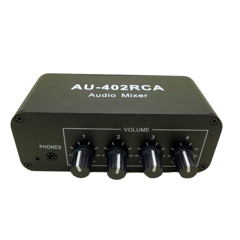 4 Way RCA Audio Input Stereo Audio Mixer Headphone Amplifier Splitter Audio Source Switcher volume control 3.5mm for power amp: with shell