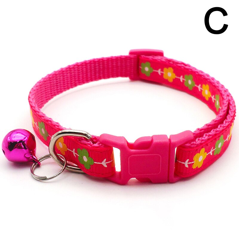 Collier réglable pour chien et chat, imprimé de fleurs, avec cloche, boucle de sécurité universelle, accessoire pour animaux de compagnie, nouveauté: C