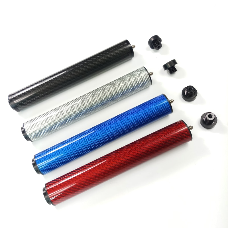 Frete grátis mais recente 4 cores carbono extensões para sugestões Mezz 8 polegada taco de Bilhar Pool cue Bilhar extensores acccessories