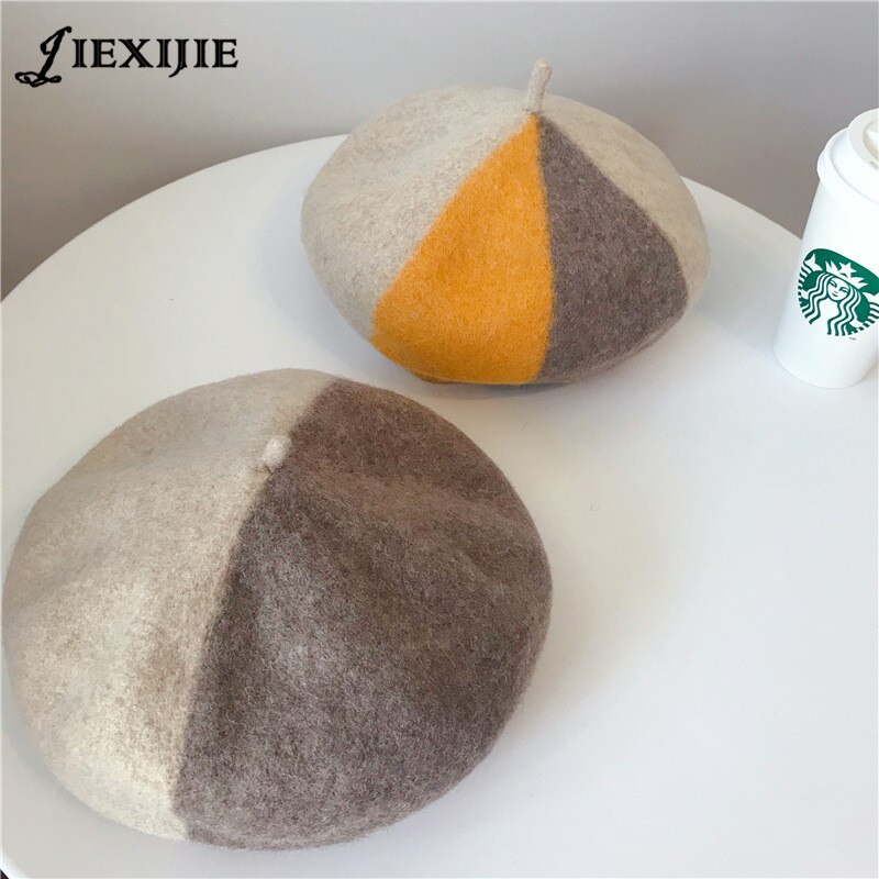 Zimowy ciepły urok kolor szwów czysta wełna kobiety beret francuski czapka typu czapka bez daszka czapka dla kobiet retro "dzika moda" akcesoria gify