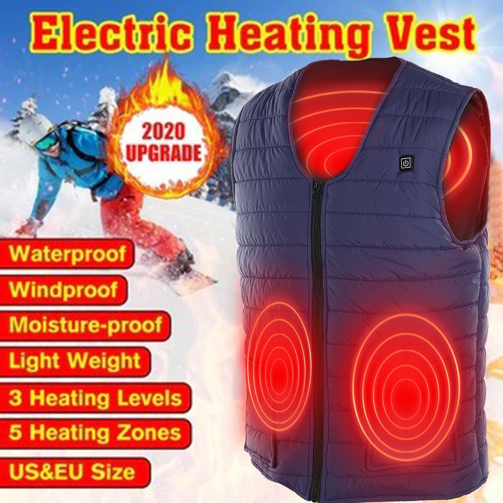 L -5xl elektrisch vest verwarmd usb thermisch 5 verwarmingszones bodywarmer 3 kleuren warmhouden winter verwarmd kussen fysiotherapie