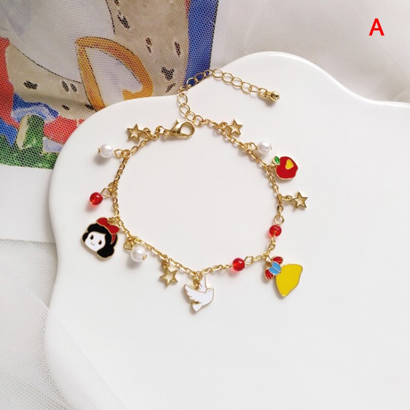 Vrouwen Cartoon Schattige Prinses Hanger Armbanden Handgemaakte Bangle Charm Jewelry: A