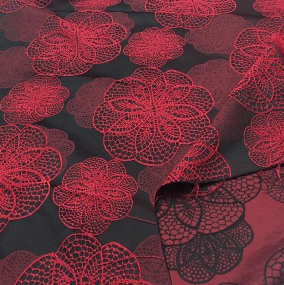 Brocado rojo africano, brocado de Jacquard de Damasco para vestido, pañuelo de boda Diy, Material de costura para abrigo, tela de mosaico, ancho: 145cm: 1 Yard-90cmX145cm