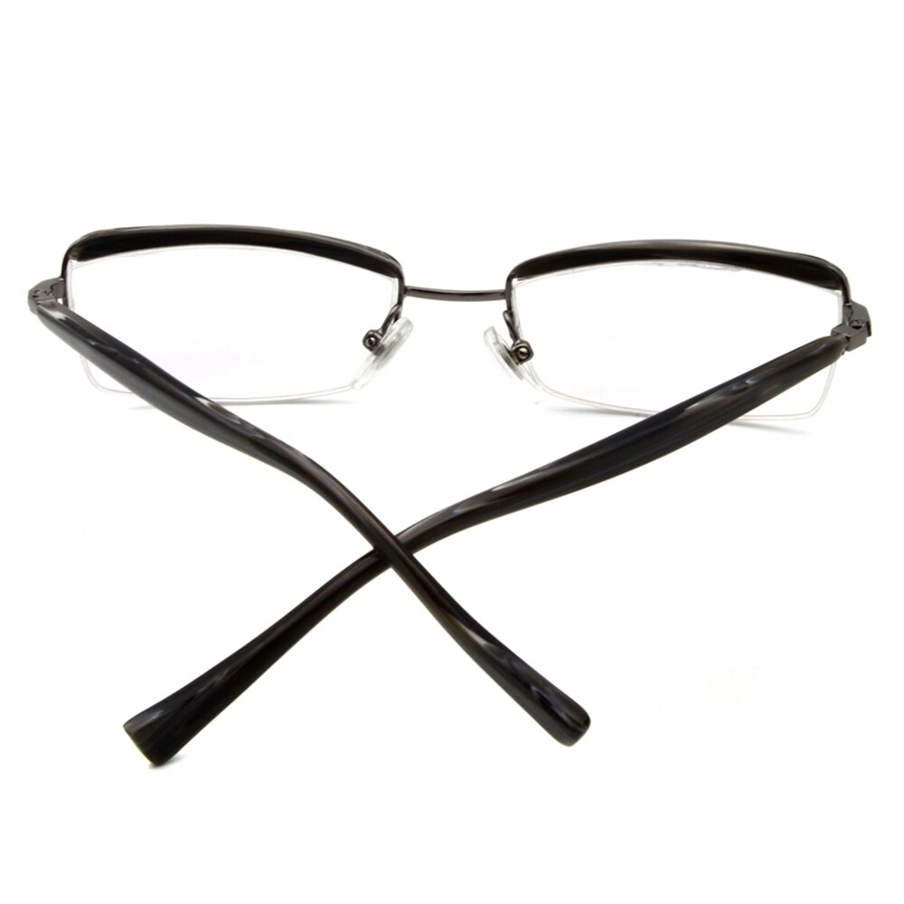 Optical Eyeglass Metal Rectangle Frame Acetate Temple Office Lady Women Gray Demi Color Home Outgoing LX-B0037