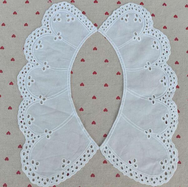 Tela de encaje bordado de algodón blanco de lujo, apliques DIY, cinta para cuello, cuello, costura artesanal, guipur, decoración de vestido de boda: white 6