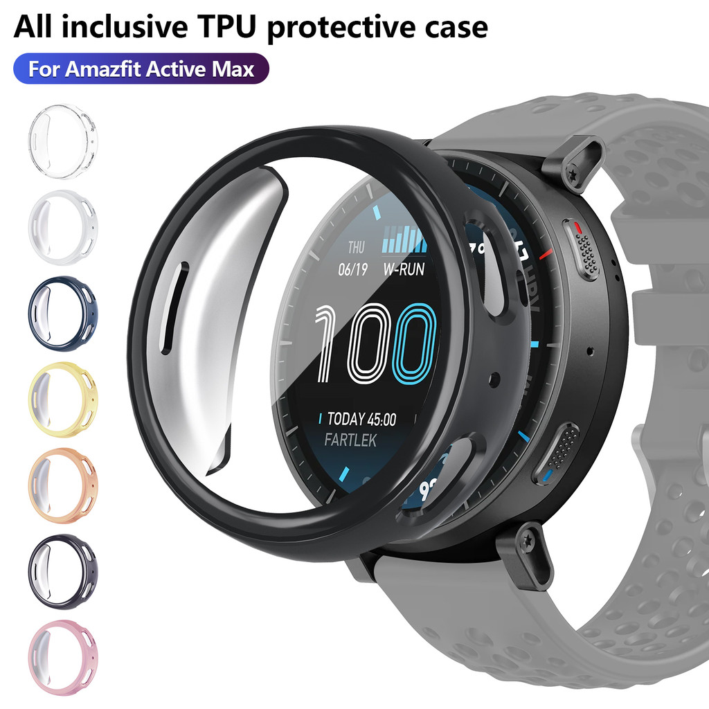 Volledige tpu-beschermhoes voor amazfit active 2 /  max, zacht, transparant, krasbestendig en geschikt voor het hele scherm.