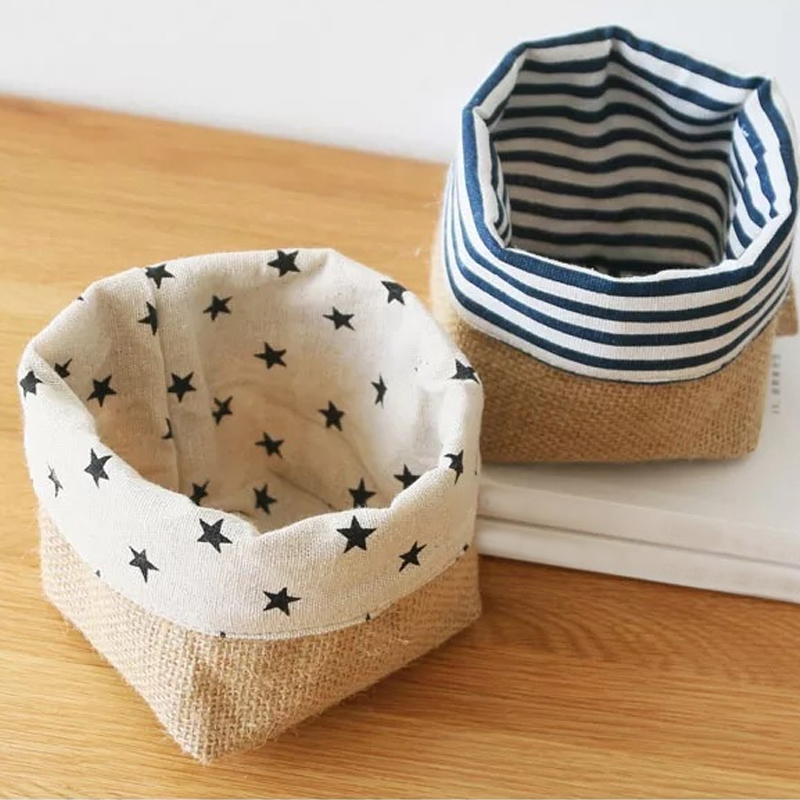 Hanging Storage Basket Jute Cotton Linen Pocket Storage Box Small Sack Sundries Organizer Cosmetic Organizer Home Decor