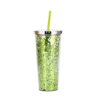 Color Sequins Tumblers Cup Straw Cold Cup with Lid Cups with Lids and Straws Mug Plastic Straight Cup Water Cups: 2