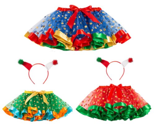 Niños Niñas falda de arco iris princesa diadema niños Navidad Halloween tutú colorido Mini vestido de bola falda 2-7Y