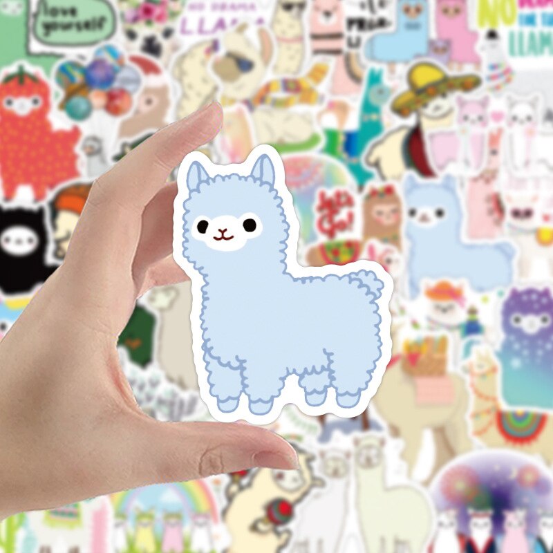 50 Stks/pak Leuke Cartoon Alpaca Waterdichte Label Stickers Voor Koelkast Auto Helm Diy Geschenkdoos Fiets Notebook Skate Kofferbak