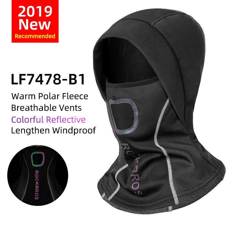 ROCKBROS-Mascarilla de esquí térmica, forro polar con protector para la cara, capucha de snowboard, bufandas de deporte al aire libre, a prueba de viento, casco para bici, pasamontañas: LF7478-B1