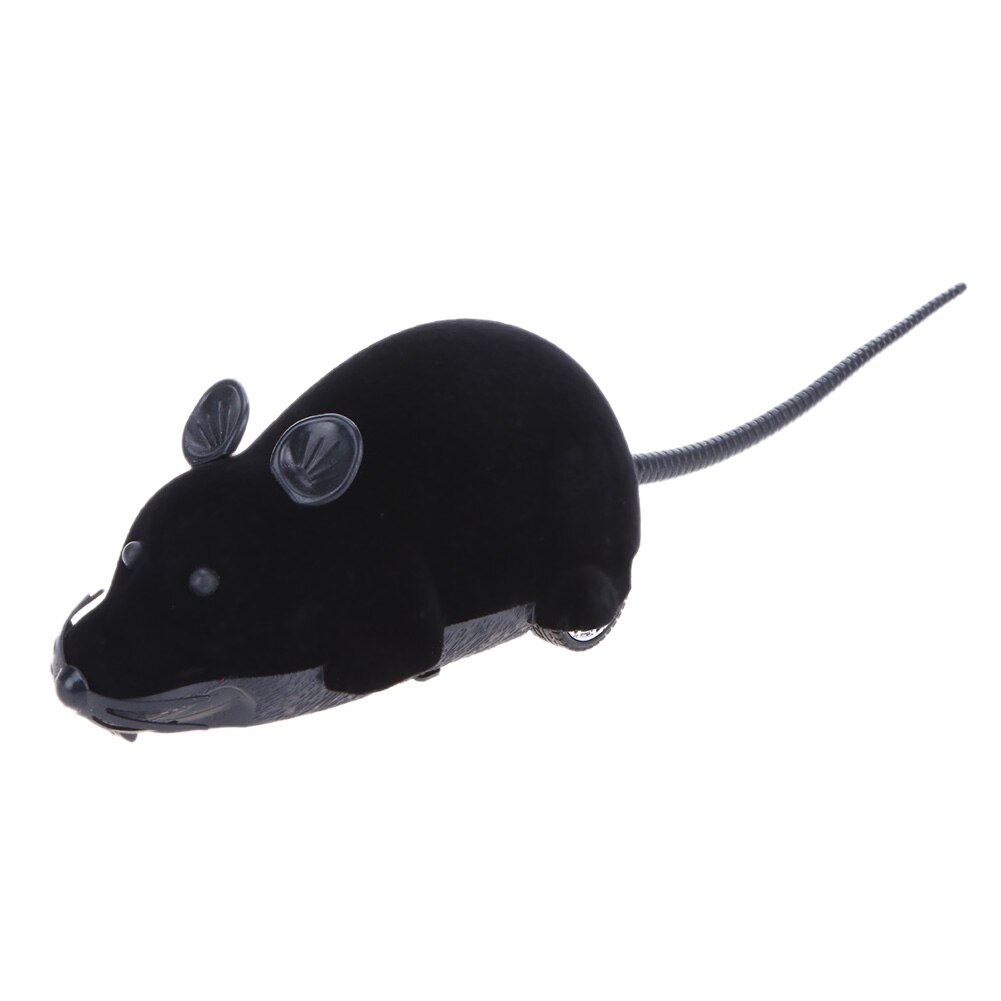Ratón electrónico a control remoto para gatos y mascotas, juguete interactivo divertido de felpa con control remoto inalámbrico, en 4 colores, para gatitos y Mascotas: Black