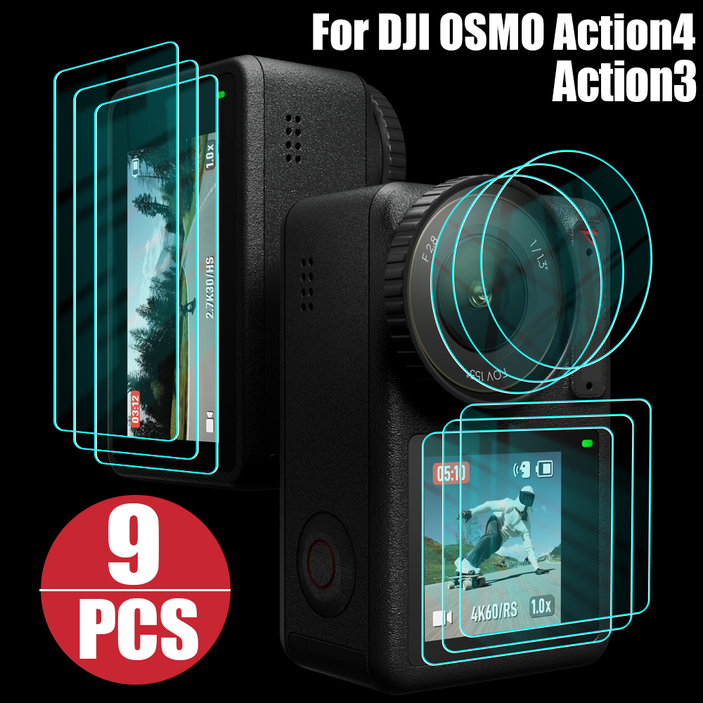 Vidrio templado para DJI OSMO Action 4/Action 3, accesorios para cámaras deportivas, Protector de pantalla transparente, película protectora de lente frontal y trasera