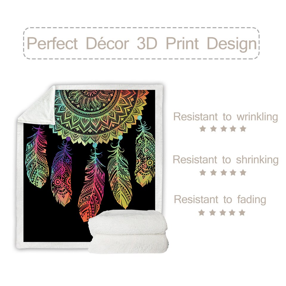 BeddingOutlet Dreamcatcher Sherpa Throw Blanket Bohemian Mandala Sherpa Fleece Blanket on the Bed Sofa Colorful Plaid Bedspread