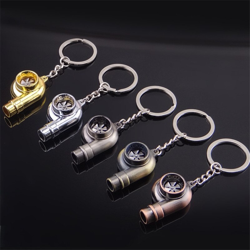 Turbo Keychain Car Whistle Sound Keychain Car Key Chain Keyring Car Sleeve Bearing Spinning Model Turbine Turbocharger