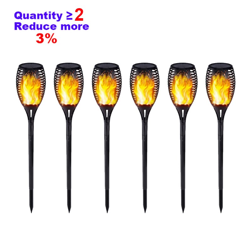 LED Solar Flame Lights Outdoor IP65 Waterproof Led Solar Garden Light Flickering Flame Torches Lamp for Courtyard Garden Balcony: 6pcs