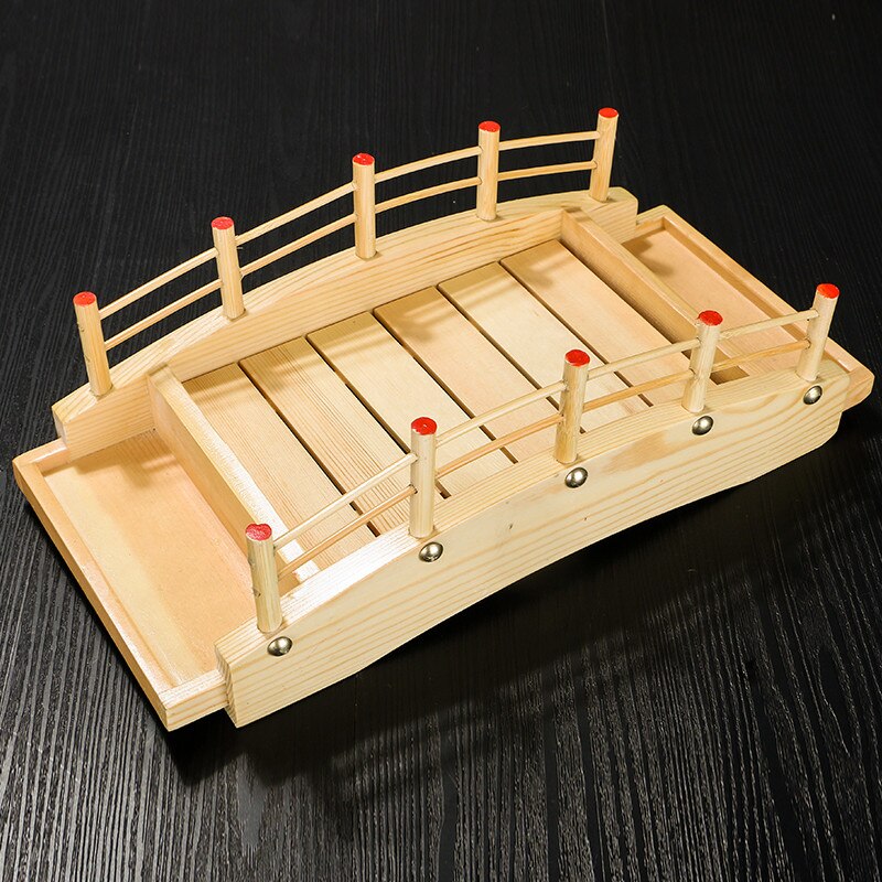 Japansk træ træ køkken sushi bro både fyrretræ sushi sashimi tallerken fad sushi bordservice dekoration ornament