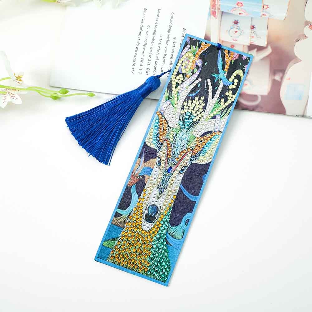 5D Special Shaped Diamond Painting Leather Bookmark Diamond Embroidery Craft Tassel Book Marks DIY Crafts Christmas