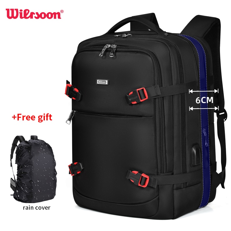 2022 WIERSOON 45L Male Expandable Large Capacity Traveling Backpack for 17 inch Laptop Men's Backpack Approved Weekender Bag