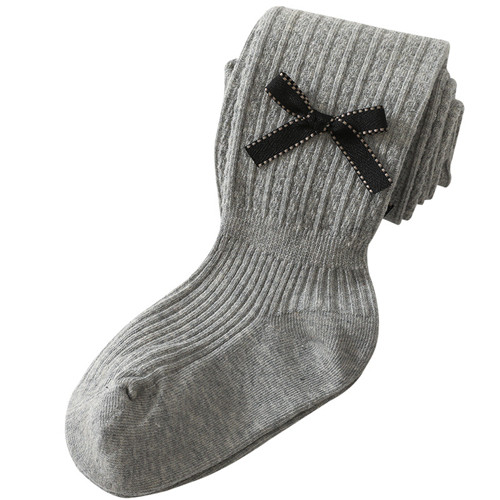 Medias de algodón de punto para niñas, leotardos sólidos a rayas, de 0 a 4T, para primavera y otoño: Gris / S for 0-1T