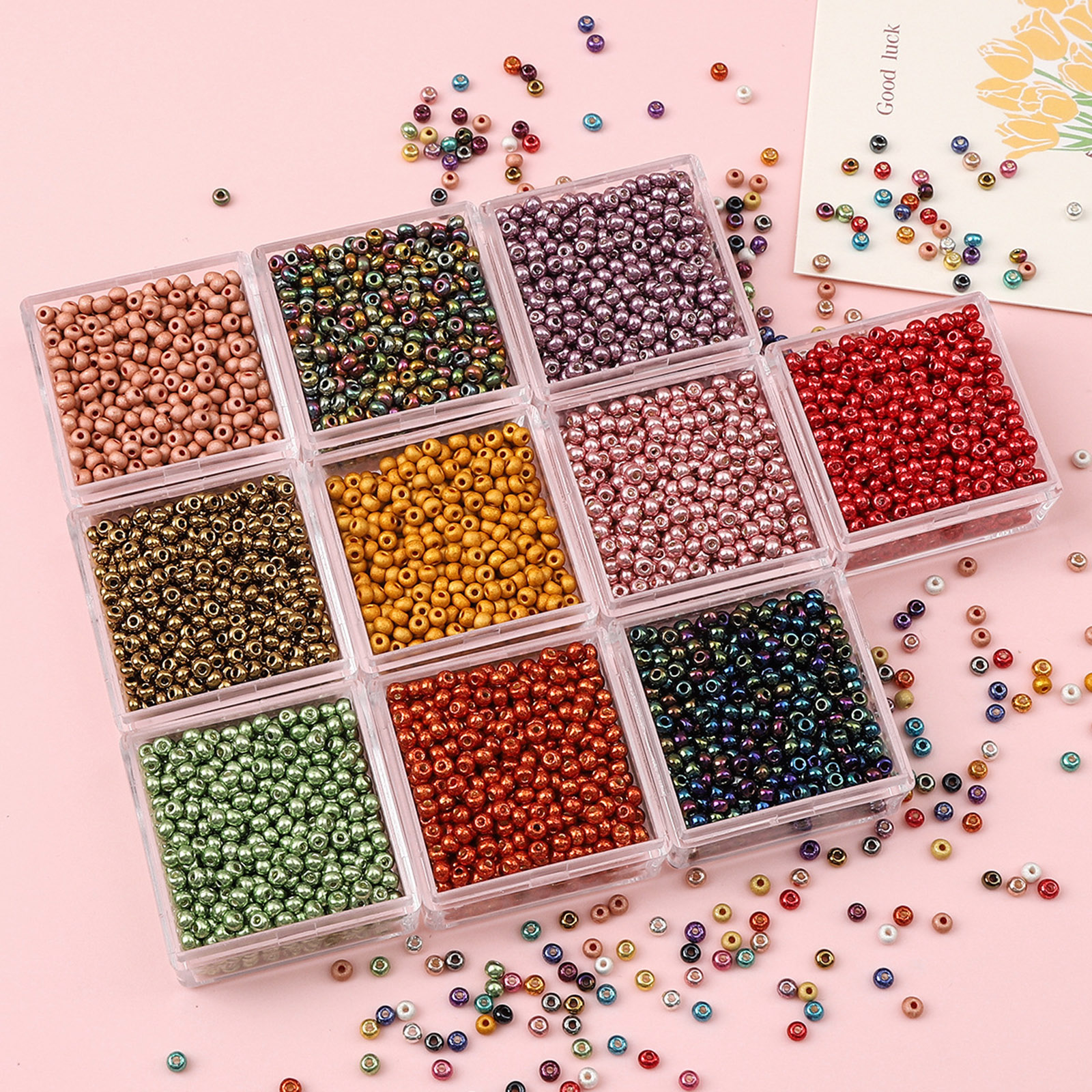 2mm/3mm/4mm Glass Seed Beads Box Czech Glass Beads For Jewelry Making Round Metallic DIY Bracelet Earrings About 10 Grams