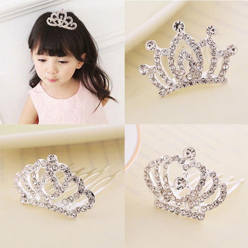 Mini Tiara Haar Clips Prinses Kroon Kam Kostuum Accessoires Voor Prinses Party Meisjes Kinderen AIC88