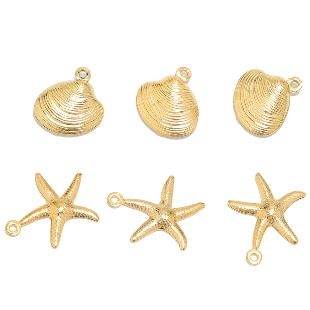 Breloques étoile de mer en acier inoxydable, couleur or, pendentif en coquillage, collier, Bracelet, résultats pour bricolage, accessoires de fabrication de bijoux, 20 pièces/lot