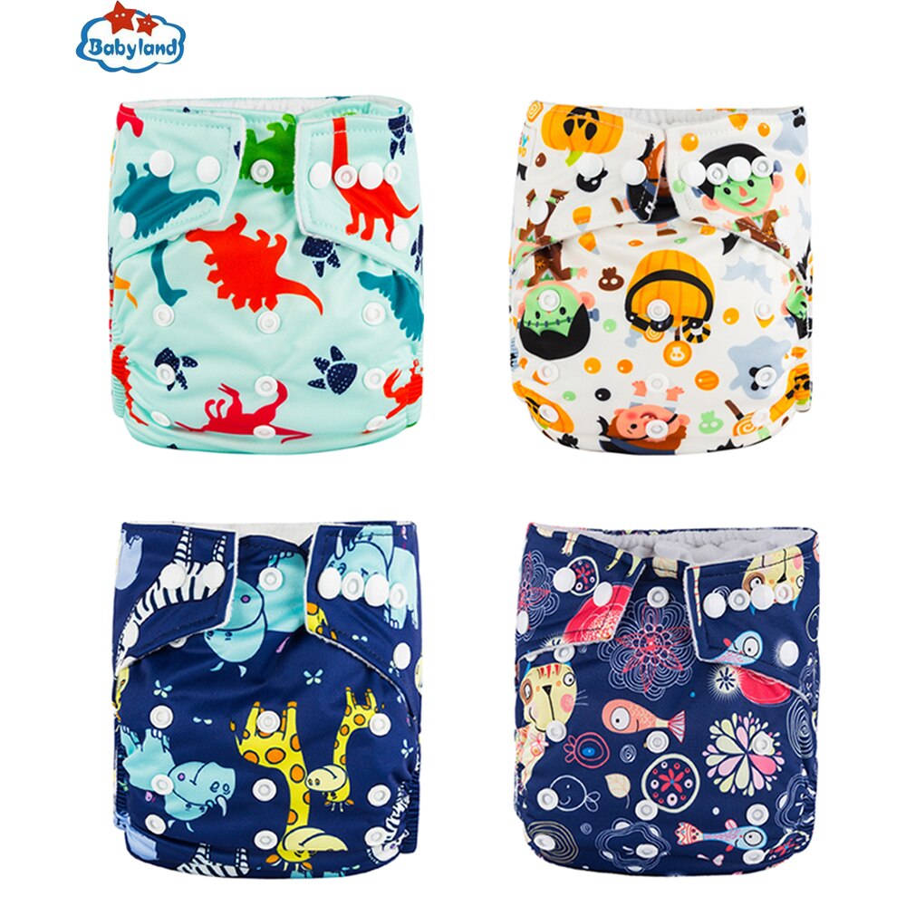 Babyland 4 Stks/pak Wasbare Luier Broek Pocket Luier Herbruikbare Luiers 3-15Kg Baby Ondergoed Dag &amp; Nacht Luier: GRAY